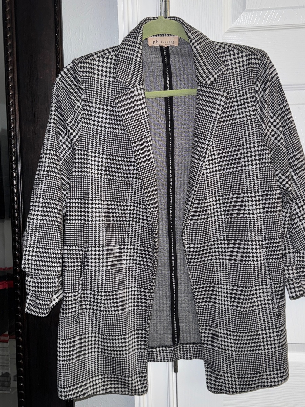 Philosophy Black and White Glen Plaid Blazer